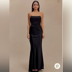 MESHKI Harlow Satin Strapless Maxi Dress - Black